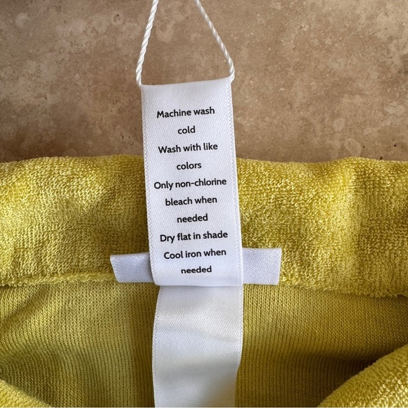 Andie Swim Cropped Button Up Yellow Terry Short Sleeve Collar Women Size S - Picture 13 of 14